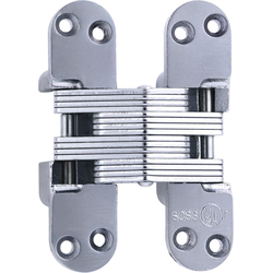 SOSS 418 Fire Rated Invisible Hinge, 1-1/8 Inch Width x 4-39/64 Inch Height x 1-41/64 Inch Depth, Satin Chrome