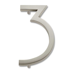 Modern Avalon House Number Three Brushed Nickel