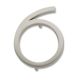 Modern Avalon House Number Six Brushed Nickel