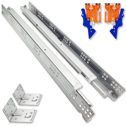 21 Inch Undermount Drawer Slide with 6-Way Adjustable Locking Devices, Soft Close, CabinetParts Value Line Series