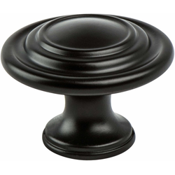 Berenson Advantage Plus 4 Traditional Matte Black Ringed Knob, 1-5/16 Inch Diameter, Zinc Material, Perfect for Cabinets