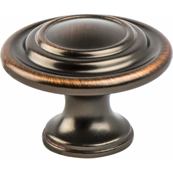 Berenson Advantage Two 33mm Diameter Oiled Bronze Traditional Knob with 11/16 Inch Base, Zinc Material, Perfect for Cabinets and Drawers