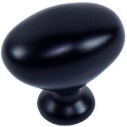 Matte Black 1-5/16 x 7/8 Inch (32.7mm x 21.7mm) Diameter Oval Cabinet Knob