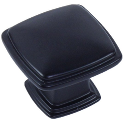 Matte Black 1-1/4 Inch (31mm) Diameter Square Cabinet Knob