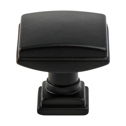 Berenson Tailored Traditional Knob, 1-1/4 inch Diameter, Matte Black Finish, Zinc Material, Traditional Style, Perfect for Cabinets