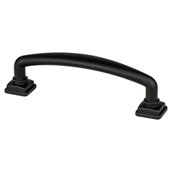 Berenson Tailored Traditional Pull, 3-3/4 inch Center to Center, Matte Black, Zinc Material, Traditional Style for Cabinets
