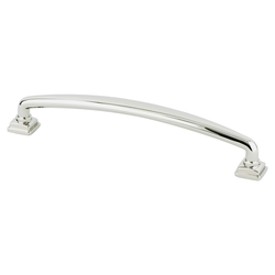 Berenson Tailored Traditional Pull, 6-5/16 inch Center to Center, Polished Nickel Finish, Zinc Material, Traditional Style for Cabinets