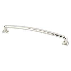 Berenson Tailored Traditional Pull, 8-13/16 inch Center to Center, Polished Nickel Finish, Zinc Material, Traditional Style for Cabinets