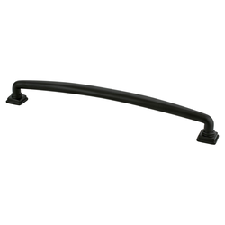 Berenson Tailored Traditional Pull, 8-13/16 inch Center to Center, Matte Black, Zinc Material, Traditional Style, Ideal for Raised Panel Cabinets