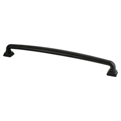 Berenson Tailored Traditional Appliance Pull, 12 inch CC, Matte Black Finish, Zinc Material, Traditional Style, Ideal for Raised Panel Cabinets
