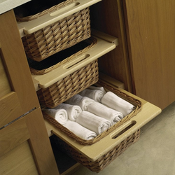 20% OFF Wicker Basket with Double Handle 14-5/16 Inch Wide Beech Frame for 18 Inch Wide Base Cabinets,, Wood Runners Purchased Seperately, Natural Lacquered Finish