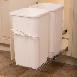 Bottom Mount 27 Quart Double Pullout Waste Bin System with Ball Bearing Presicion Slide