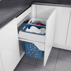 2 x 35 Quart Hailo 60 Laundry Hamper with Full Extension, Frame: white, bin: White/light blue