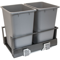 Hafele Matrix 2 x 36 Quart Soft-Close Double Waste Bin Pull-Out for Minimum 14-3/4" Face Frame/15-1/2" Frameless Interior Width x 19-1/4" Height x 21-13/16" Depth, Anthracite Frame, Black Bottom, Back