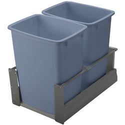  Hafele Matrix 2 x 52 Quart Soft-Close Double Waste Bin Pull-Out for Minimum 14-3/4" Face Frame/15-1/2" Frameless Interior Width x 24" Height x 21-13/16" Depth, Anthracite / Gray