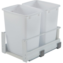  Hafele Matrix 2 x 52 Quart Soft-Close Double Waste Bin Pull-Out for Minimum 14-3/4" Face Frame/15-1/2" Frameless Interior Width x 24" Height x 21-13/16" Depth, White