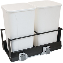  Hafele Matrix 2 x 37 Quart Soft-Close Double Waste Bin Pull-Out for Minimum 12" Face Frame/13-1/2" Frameless Interior Width x 19-1/4" Height x 21-13/16" Depth, Anthracite / White