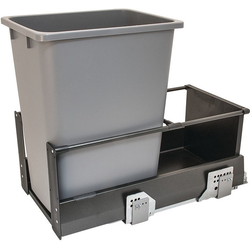 Hafele Matrix 36 Quart Soft-Close Single Waste Bin Pull-Out for Minimum 12" Face Frame/12-3/4" Frameless Interior Width x 19-1/4" Height x 19-11/16" Depth, Anthracite Bottom and Back, Gray Bin