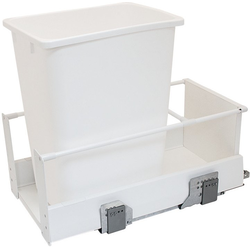 Hafele Matrix 36 Quart Soft-Close Single Waste Bin Pull-Out for Minimum 12" Face Frame/12-3/4" Frameless Interior Width x 19-1/4" Height x 19-11/16" Depth, White
