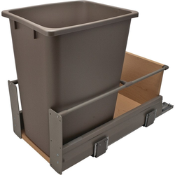 52 Quart MX Single Waste Bin Pull-Out, Frame: Champagne, Bottom and back: Maple, Bin: Champagne