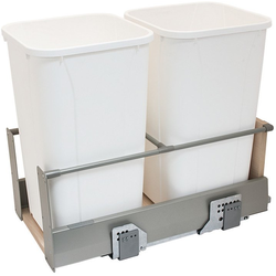 2 x 27 Quart MX Matrix Double Waste Bin Pull-Out for 12" Face Frame / 12-3/4" Frameless, Champagne / White