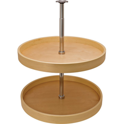 Final Sale, 20 Inch Diameter Full Circle Pole Mounted Two-Shelf Revolving Lazy Susan, Natural