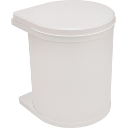 16 Quart Side Panel/Door Mounted Waste Bin, White/Gray Plastic Coated