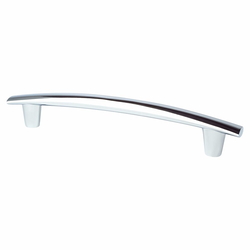Berenson Meadow 6-5/16 Inch Center to Center Cabinet Pull in Polished Chrome, Transitional Style Aluminum Handle for Cabinets and Drawers