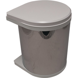 16 Quart Side Panel/Door Mounted Waste Bin, White/Gray Stainless Steel