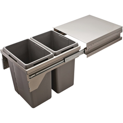 2 x 44.4 Quart US Cargo 21 Double Waste Bin with Soft Close, Champagne