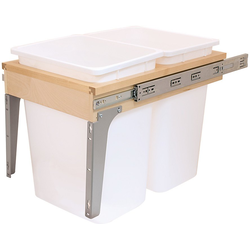 2 x 36 Quart, 14-7/8 Inch WidthWood Frame Side Mount Double Waste Bin Pull-Out, White