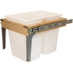 2 x 36 Quart, 17-7/8 Inch WidthWood Frame Side Mount Double Waste Bin Pull-Out, White