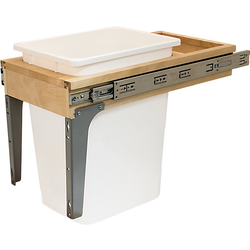 36 Quart Wood Frame Side Mount Single Waste Bin Pull-Out, White