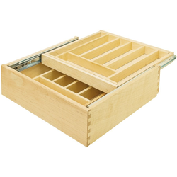 Hafele 2-Tier Double Cutlery Drawer, 11-1/2" Width x 21" Depth x 4-3/16" Height, Required Undermount Slide Not Included, Clear-Coat Maple
