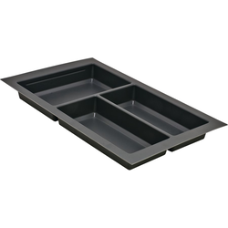 Trimmable 10-1/4" to 11-13/16" Width x 18-1/2 " to 20-1/2" Length Cutlery Divider Insert for 15" Width Base Cabinets, 2-3/8" Height, Slate Gray