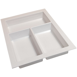 Trimmable 10-1/4" to 11-13/16" Width x 18-1/2 " to 20-1/2" Length Cutlery Divider Insert for 15" Width Base Cabinets, 2-3/8" Height, Textured White