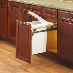 35 Quart Wood Frame Single Trash Pullout, 12 Inch Width, White