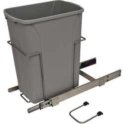 35 Quart Bottom Mount Single Waste Bin Pullout with Ball Bearing Slide with Overtravel and Soft-Close, 9-5/8 Inch Width, Frosted Nickel