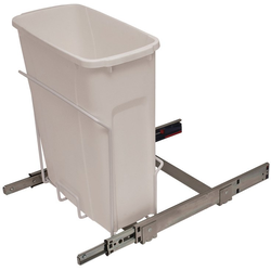 20 Quart Bottom Mount Single Waste Bin Pullout with Ball Bearing Slide with Overtravel and Soft-Close, 14-3/8 Inch Width, White