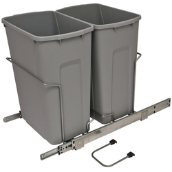 2 x 35 Quart Bottom Mount Double Waste Bin Pullout with Ball Bearing Slide with Overtravel and Soft-Close, 14-3/8 Inch Width, White