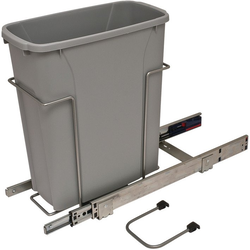 20 Quart Bottom Mount Single Waste Bin Pullout with Ball Bearing Slide with Overtravel and Soft-Close, 8-3/8 Inch Width, Frosted Nickel