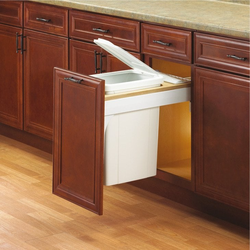 35 Quart Side Mount Single Waste Bin Pullout with Wood Frame, 14-1/2 Inch Width, White