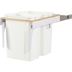 2 x 35 Quart Side Mount Double Waste Bin Pullout with Wood Frame, 17-1/2 Inch Width, White