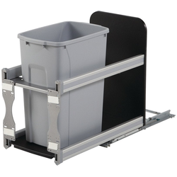 35 Quart Bottom Mount Single Waste Bin Pullout with Soft Close Undermount Slide, Frosted Nickel
