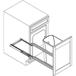 50 Quart Bottom Mount Single Waste Bin Pullout with Soft Close Undermount Slide, White