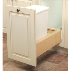 50 Quart Bottom Mount Single Waste Bin Pullout with Wood Frame, White