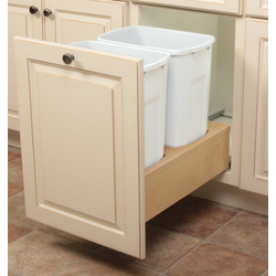 2 x 35 Quart Bottom Mount Double Waste Bin Pullout with Wood Frame, White
