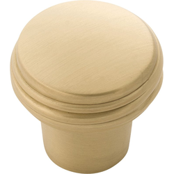 1-5/16 Inch Diameter Fermata Knob, Brushed Golden Brass
