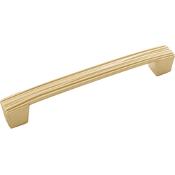 7-1/4 Inch Wide and 6-5/16 Inch Center to Center Fermata Pull, Brushed Golden Brass