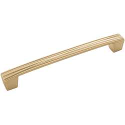8-1/2 Inch Wide and 7-9/16 Inch Center to Center Fermata Pull, Brushed Golden Brass